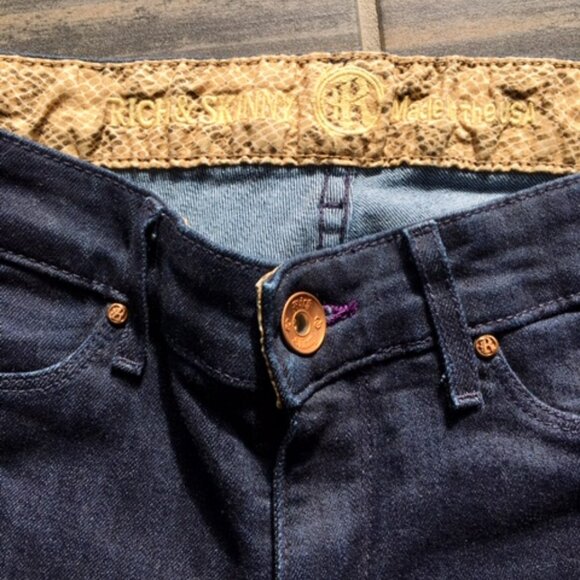 Rich and Skinny dark denim mid rise, skinny jeans size 24/25 - Picture 5 of 9